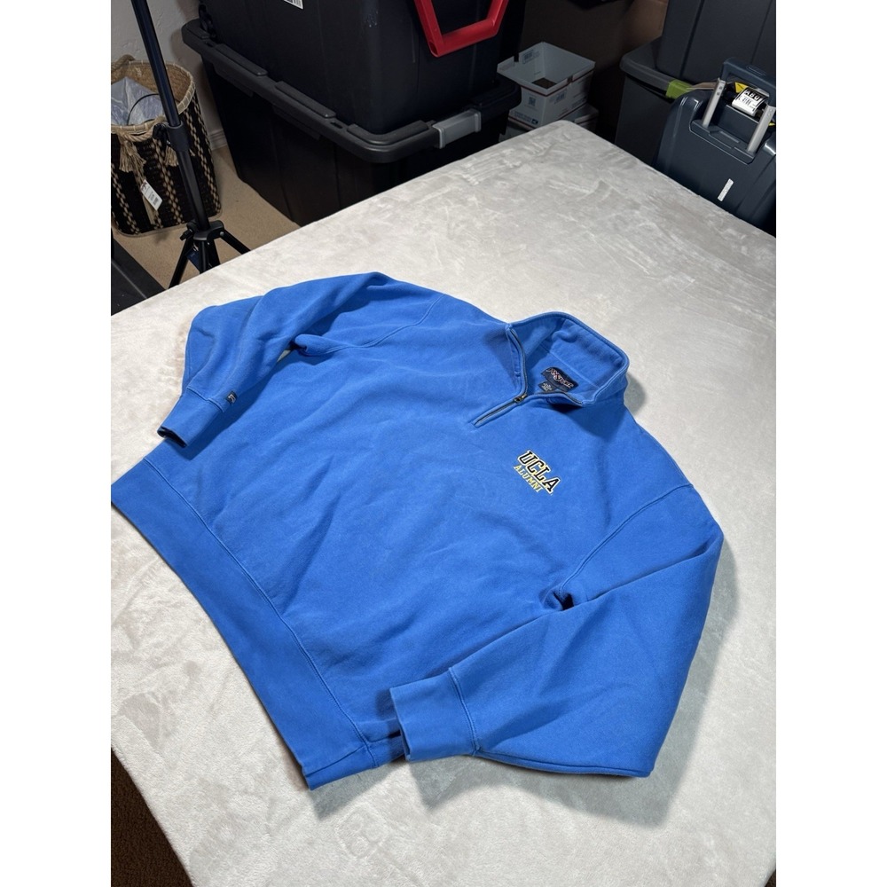 Jansport UCLA Alum Quarter Zip Sweater Size XL Blue Soft Cotton - Picture 2 of 7